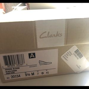 Clarks Black Suede Wedges